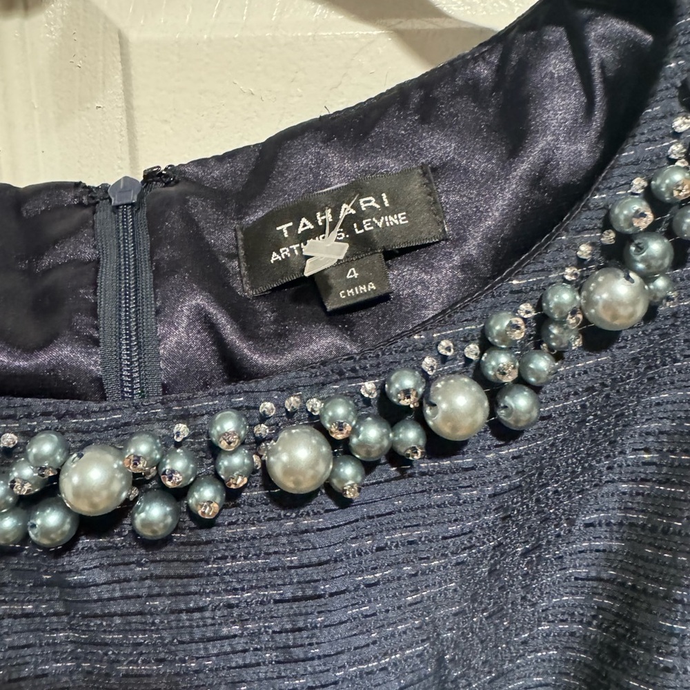 Tahari Holiday Cocktail Party Navy Blue Dress